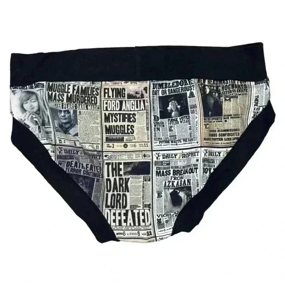 Harry Potter Daily Prophet Undies XS | Handmade Cotton Lycra Hogwarts Panties - Picture 3 of 5